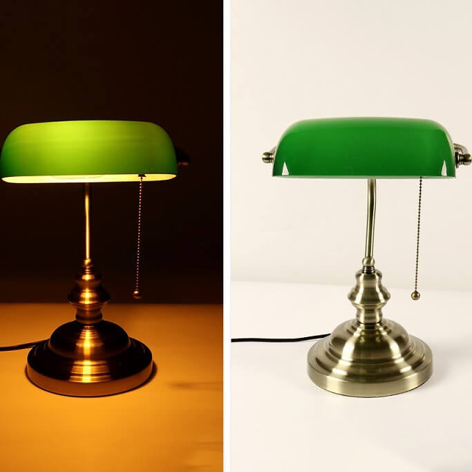 Norvo | Retro Fargerik Glass Metallbase 1-Lys Zip Bordlampe