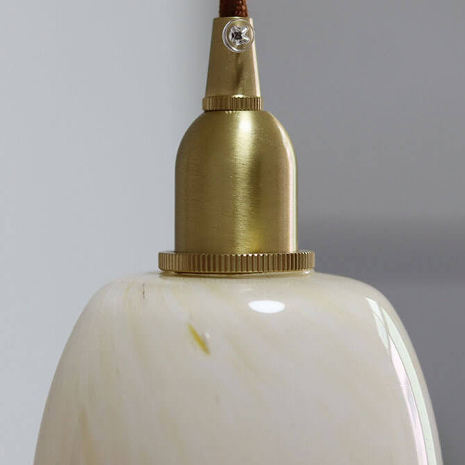 Norvo | Vintage Kreativ Blomst Messing Glass 1-Lampe Pendellampe