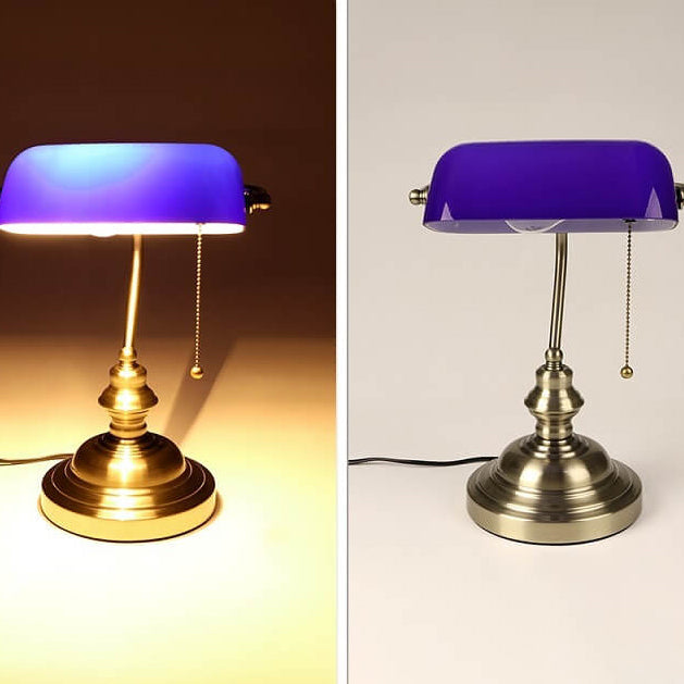 Norvo | Retro Fargerik Glass Metallbase 1-Lys Zip Bordlampe