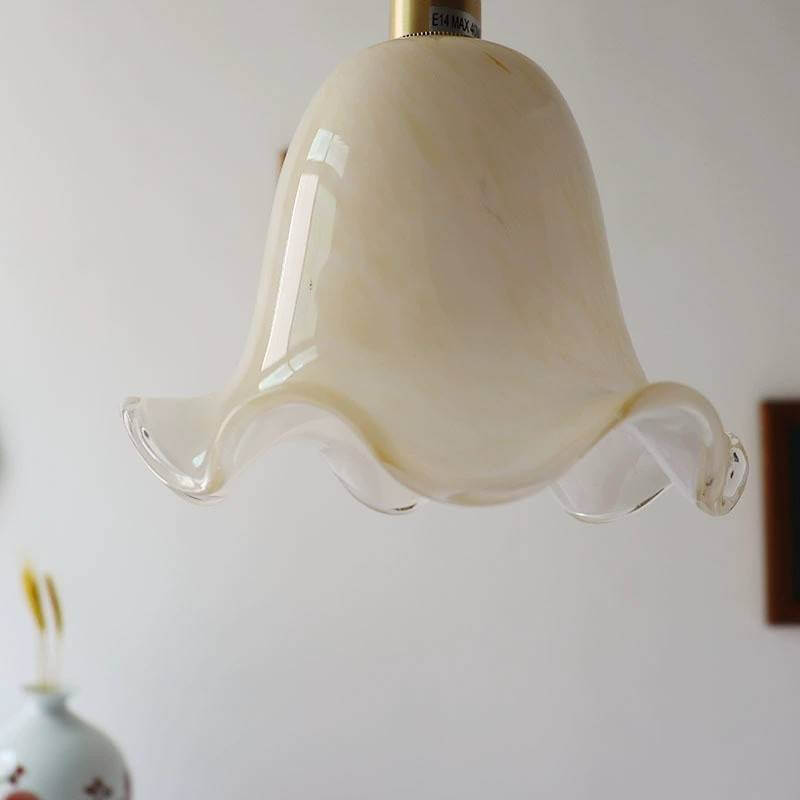 Norvo | Vintage Kreativ Blomst Messing Glass 1-Lampe Pendellampe