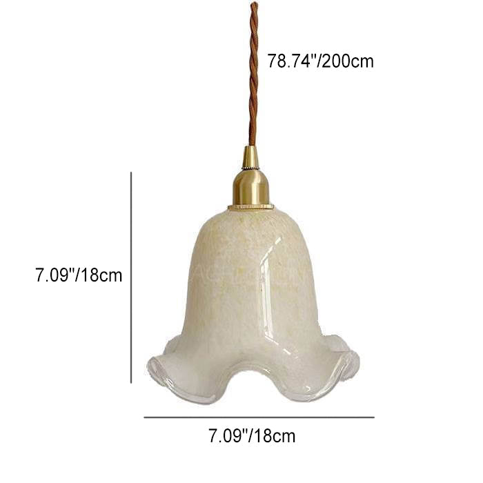 Norvo | Vintage Kreativ Blomst Messing Glass 1-Lampe Pendellampe