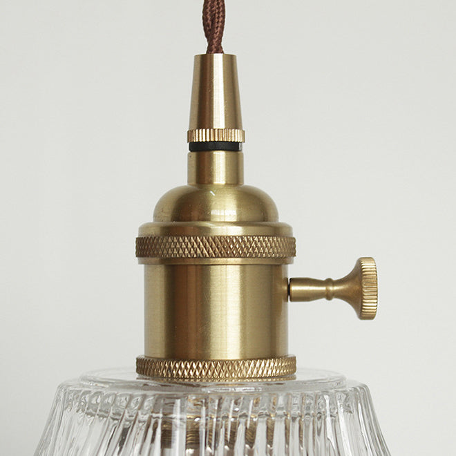 Norvo | Moderne Kreativ Floral Messing-Glass 1-Lyskilde Pendellampe for Stuen