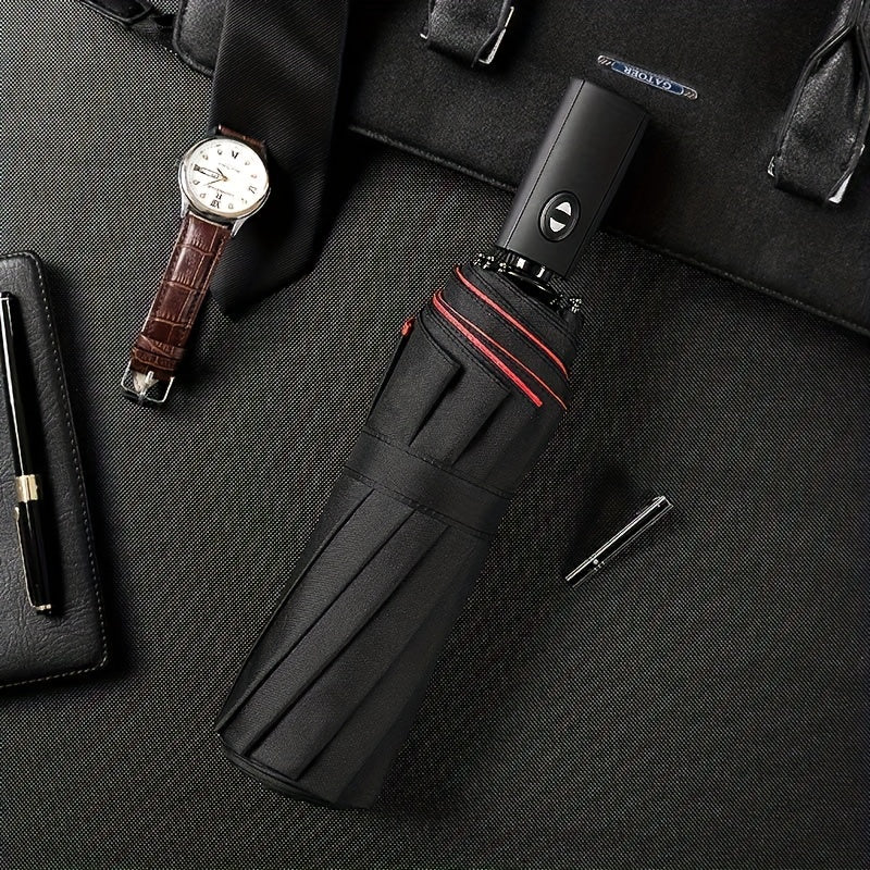 Norvo | Vindtetts reiseregns umbrellas - Robust 10-ribs ramme, Automatisk, Ekstra stort sammenleggbart design med UV-beskyttelse, Dobbelt bruk for solfylt og regnfullt vær