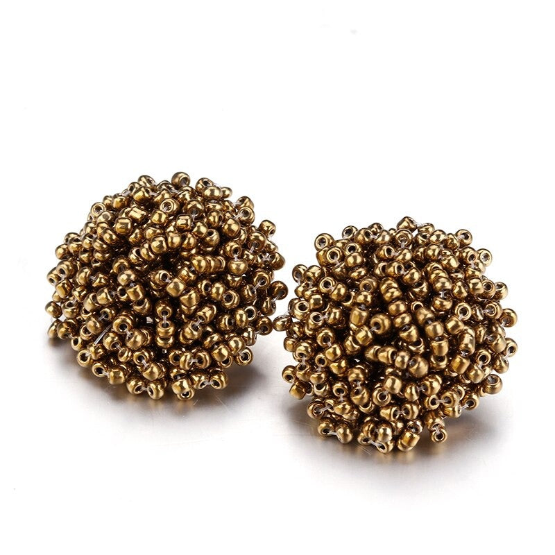 Norvo | Lys og morsom håndlaget multicolor perle pompom stud øredobber