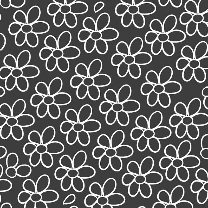 Norvo | Enkelt Blomster Tapet Mural For Soverom Tilpasset Veggdekorasjon I Hvit På Svart