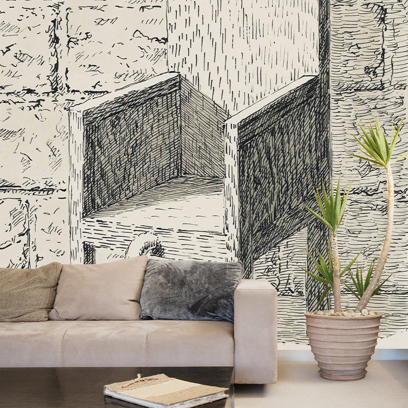 Norvo | Grå Stol Med Hale Muraler Kunstnerisk Surrealisme Vanntett Veggkunst For Soverom