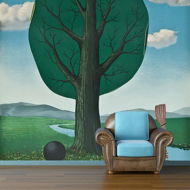 Norvo | Rene Magritte The Giant Murals Wallpaper Blå-Grønn Soverom Veggkunst, Tilpasset