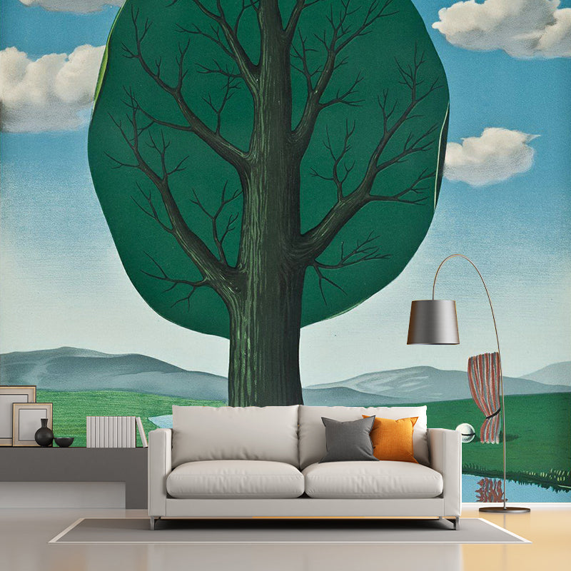 Norvo | Rene Magritte The Giant Murals Wallpaper Blå-Grønn Soverom Veggkunst, Tilpasset