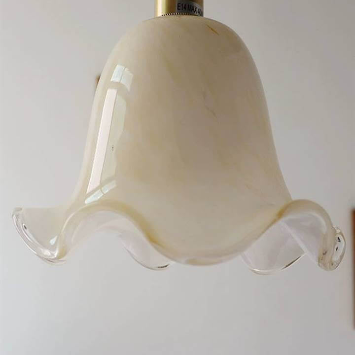 Norvo | Vintage Kreativ Blomst Messing Glass 1-Lampe Pendellampe