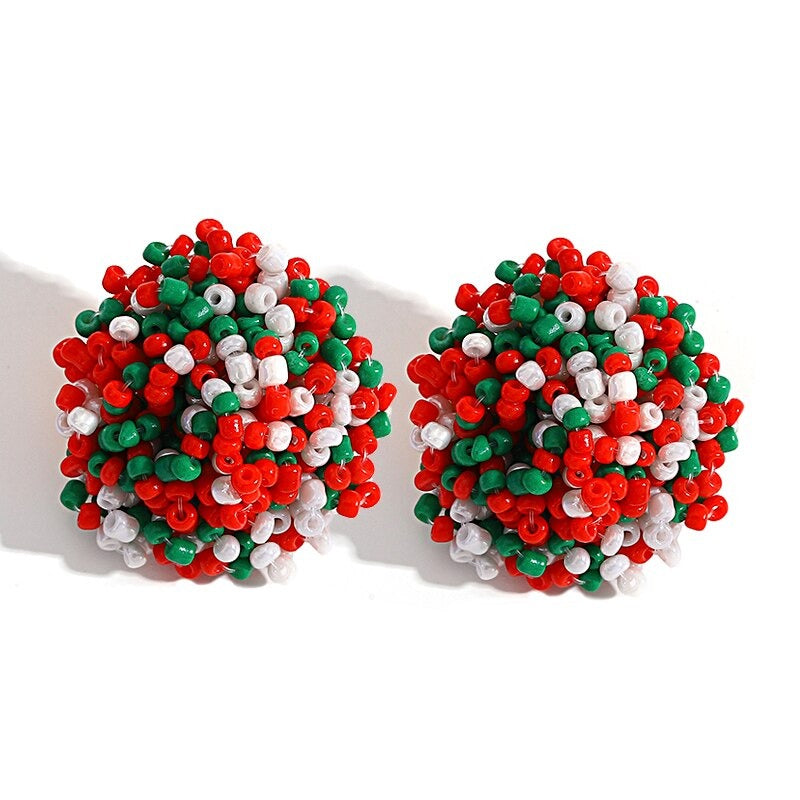 Norvo | Lys og morsom håndlaget multicolor perle pompom stud øredobber