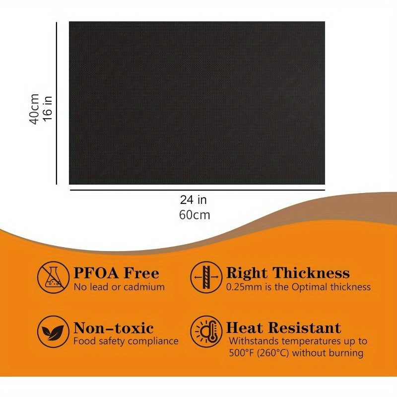 Norvo | 2-pakning Premium Tyngdeovn Matter - Non-stick, BPA- & PFOA-fri, Varmebestandig | Enkelt å rengjøre, 16x24 tommer tykke ovnmatter for elektriske, gass-, brødrister-, konveksjons-, mikrobølgeovner, grill | Holdbare BBQ-tilbehør