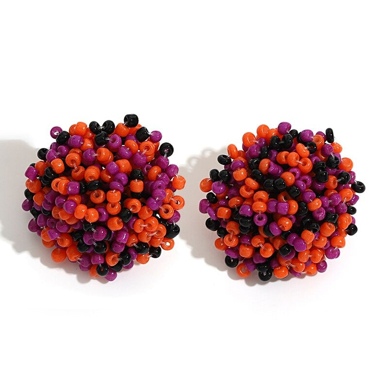 Norvo | Lys og morsom håndlaget multicolor perle pompom stud øredobber