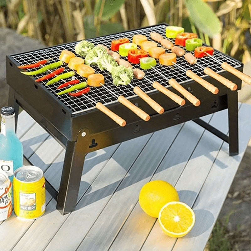 Norvo | 10 stk Premium rustfritt stål BBQ spyd med trehåndtak – Multifunksjonelle, holdbare grillpinner for matlaging utendørs – Perfekt for sommerfester og familietreff
