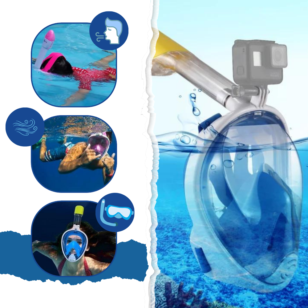 Snorkelmaske med 180° panoramautsikt