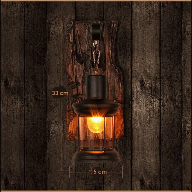 Norvo | Lysglass – Sylinderformet vegglampe med glass-, jern- og trebase