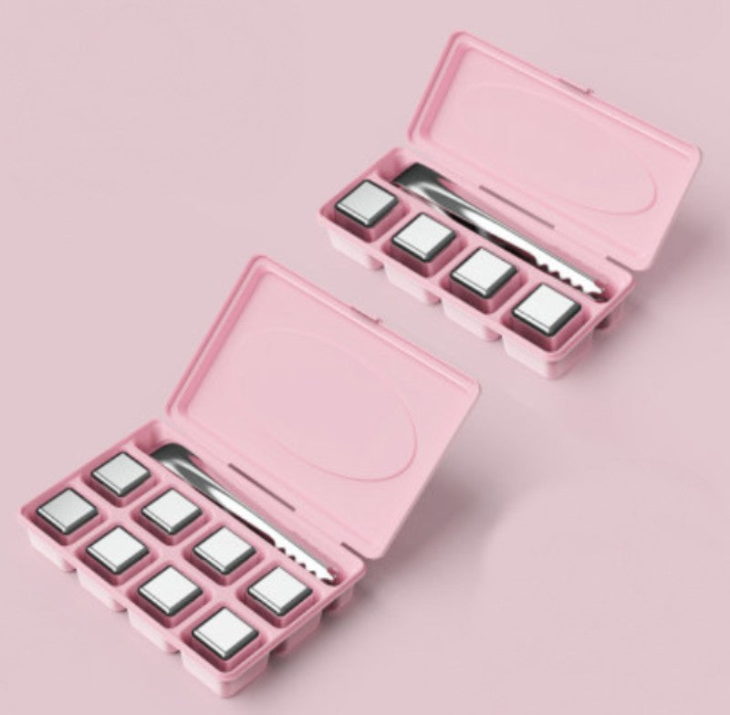 Norvo | Gjenbrukbare 304 rustfrie stålisbiter, med 3-minutters hurtigkjøling og bærbar oppbevaringsboks, uten å fortynne smaken, for drinker, kaffe, vin og mer