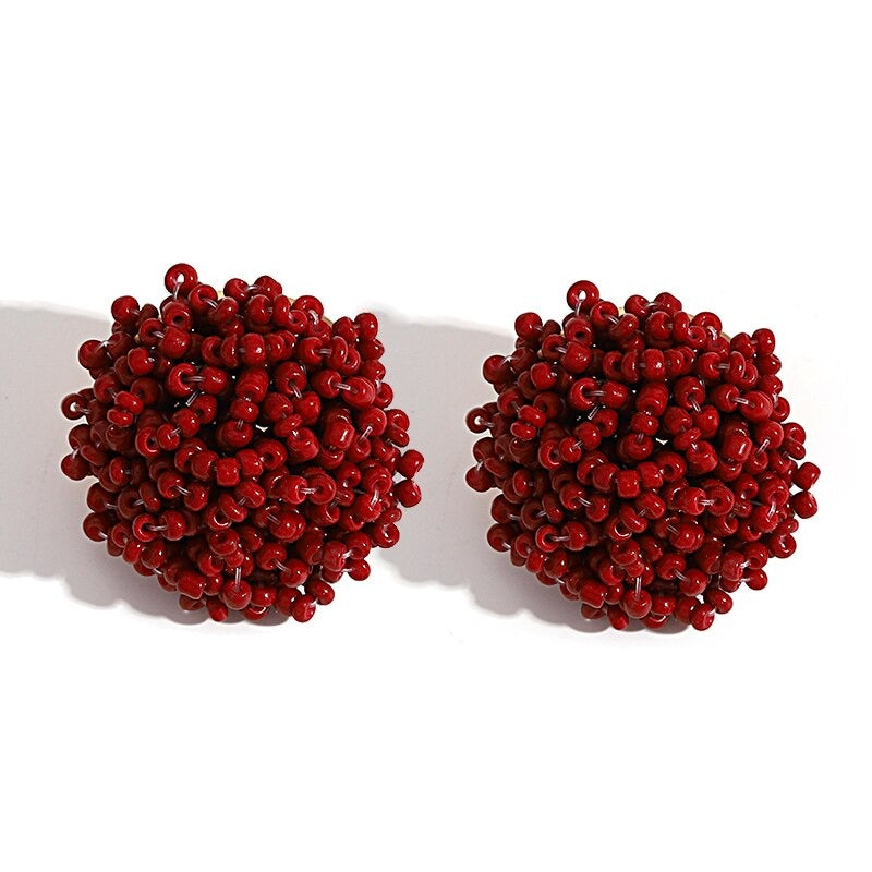 Norvo | Lys og morsom håndlaget multicolor perle pompom stud øredobber