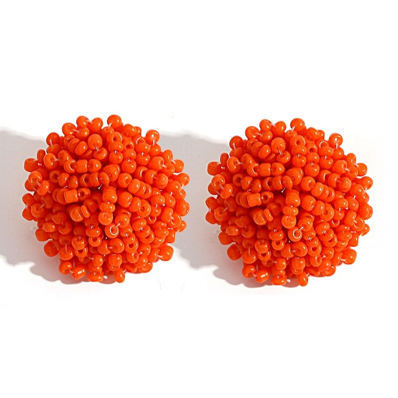 Norvo | Lys og morsom håndlaget multicolor perle pompom stud øredobber