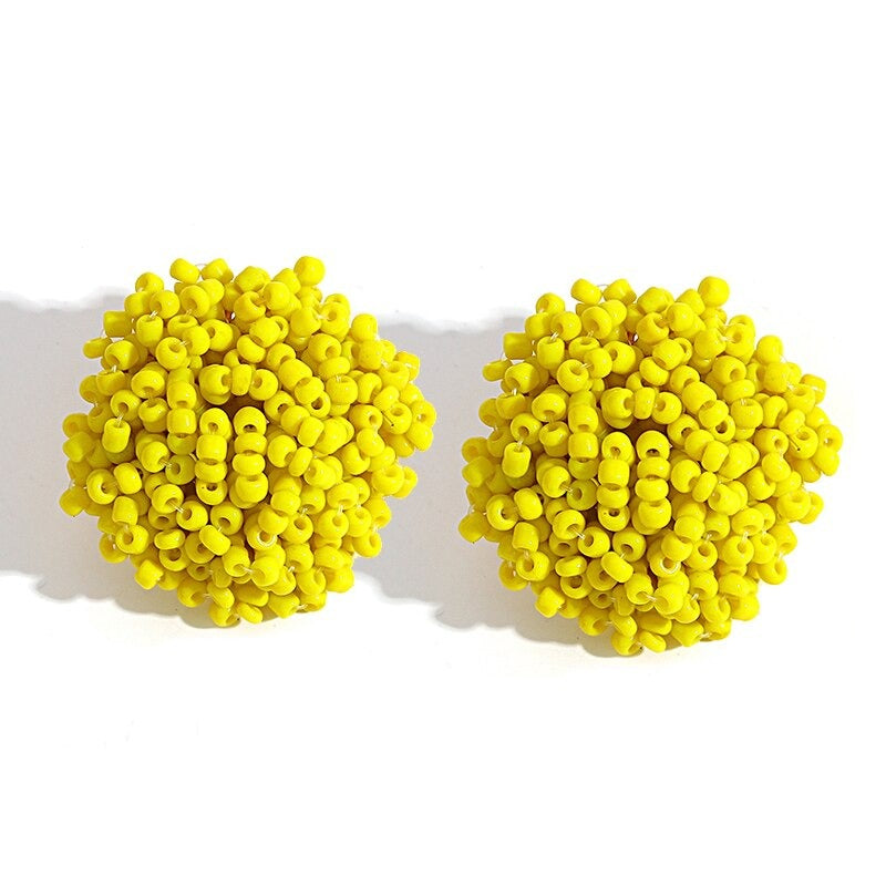 Norvo | Lys og morsom håndlaget multicolor perle pompom stud øredobber