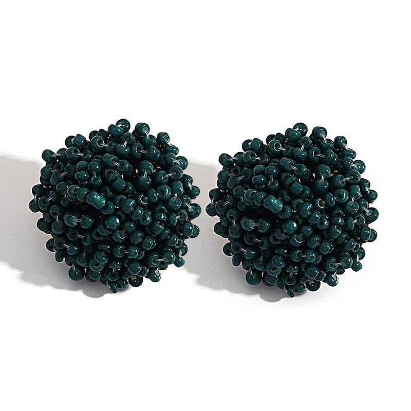 Norvo | Lys og morsom håndlaget multicolor perle pompom stud øredobber