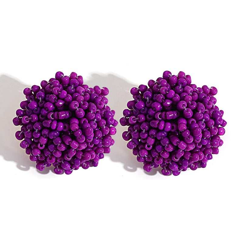 Norvo | Lys og morsom håndlaget multicolor perle pompom stud øredobber