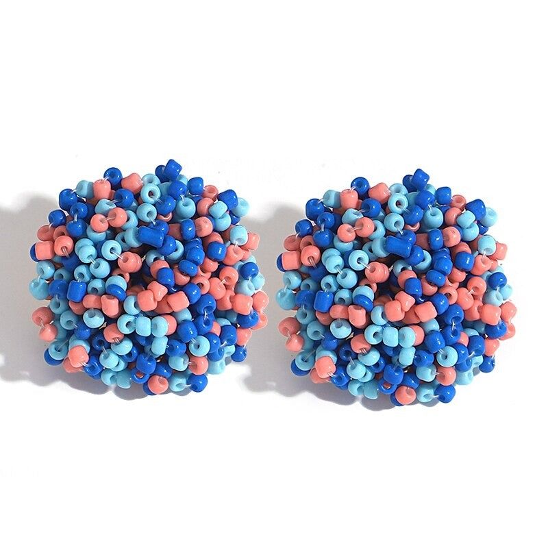 Norvo | Lys og morsom håndlaget multicolor perle pompom stud øredobber