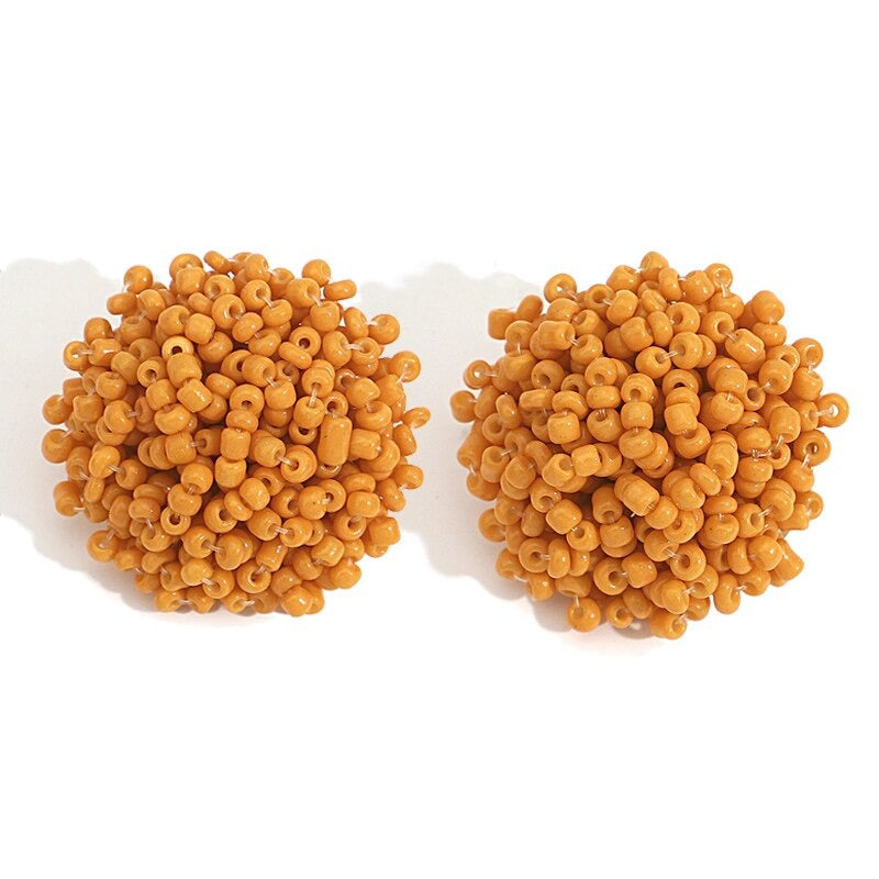 Norvo | Lys og morsom håndlaget multicolor perle pompom stud øredobber