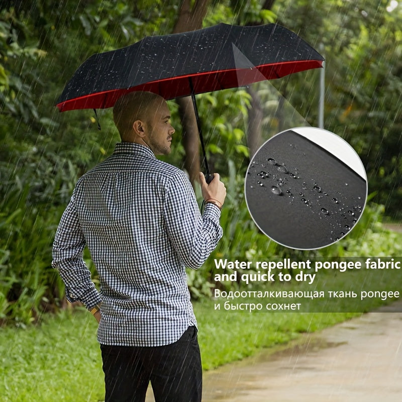 Norvo | Vindtetts reiseregns umbrellas - Robust 10-ribs ramme, Automatisk, Ekstra stort sammenleggbart design med UV-beskyttelse, Dobbelt bruk for solfylt og regnfullt vær