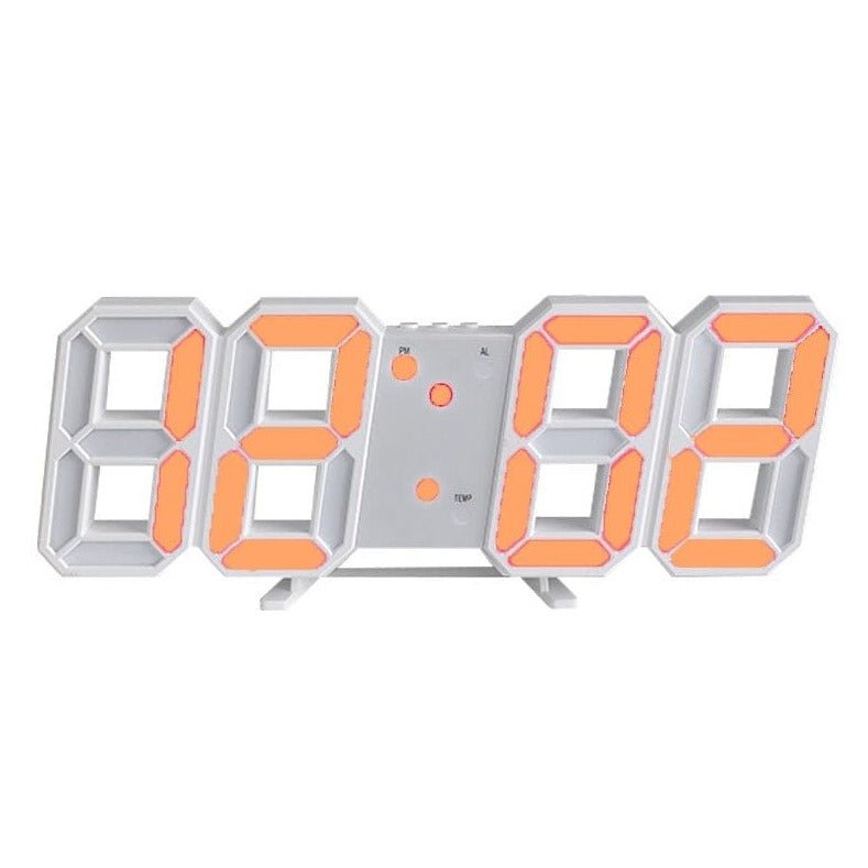 Norvo 3D LED Veggklokke | Moderne Digital Klokke | Dimmbar LED Lys | Stilfull Veggdekor