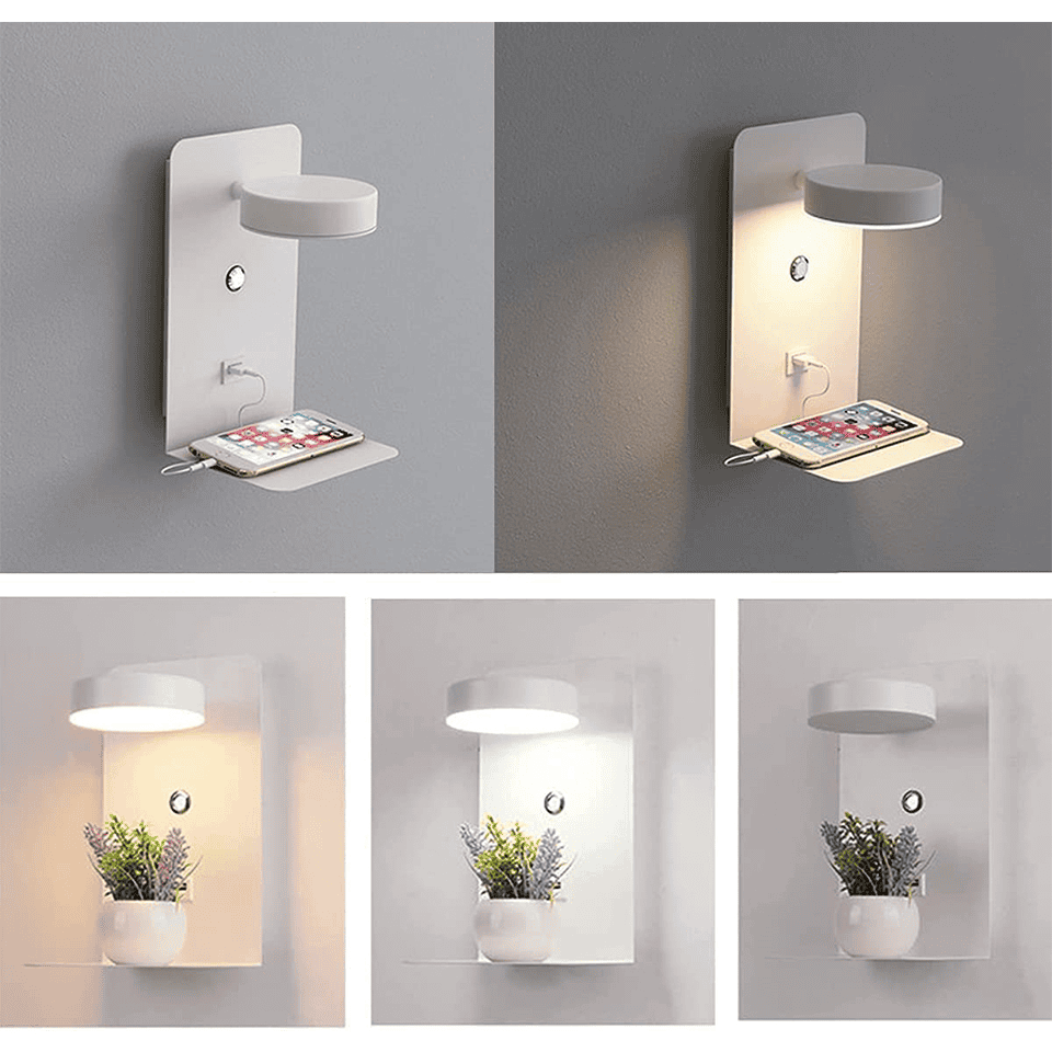 Norvo | Dimbar Multifunksjonell Led-Vegglampe Med Usb-Ladeport For Soverom