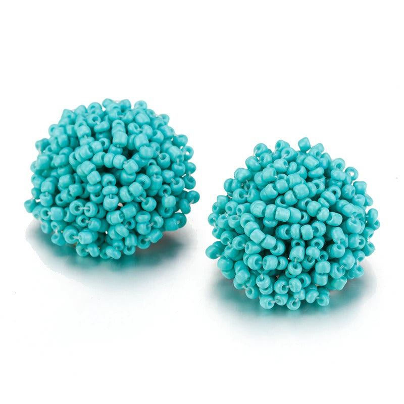 Norvo | Lys og morsom håndlaget multicolor perle pompom stud øredobber