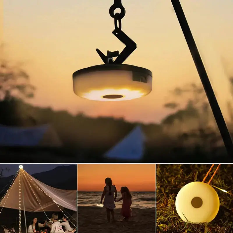 Norvo | in 1 Camp Light – Bærbar Campinglampe, Lyskjeder med 8 Lysmoduser, Oppladbart Powerbank for Utendørseventyr