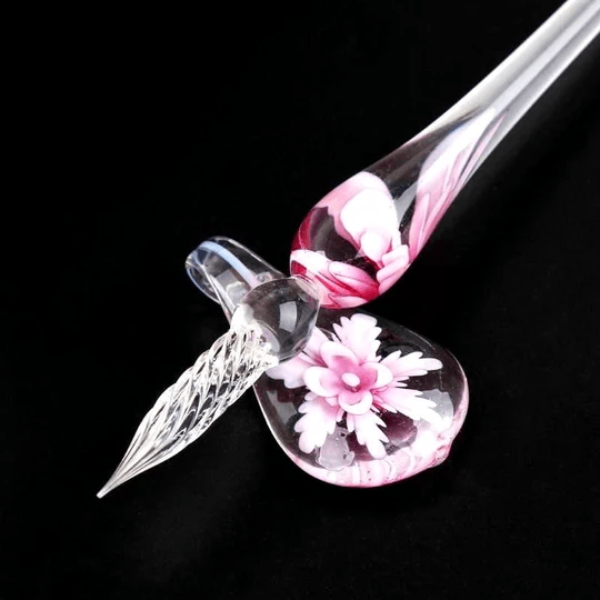 Glass Calligraphy Pen Set med blekk og pennholder