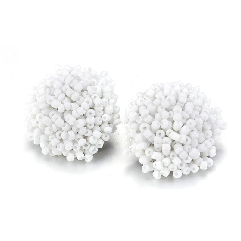Norvo | Lys og morsom håndlaget multicolor perle pompom stud øredobber