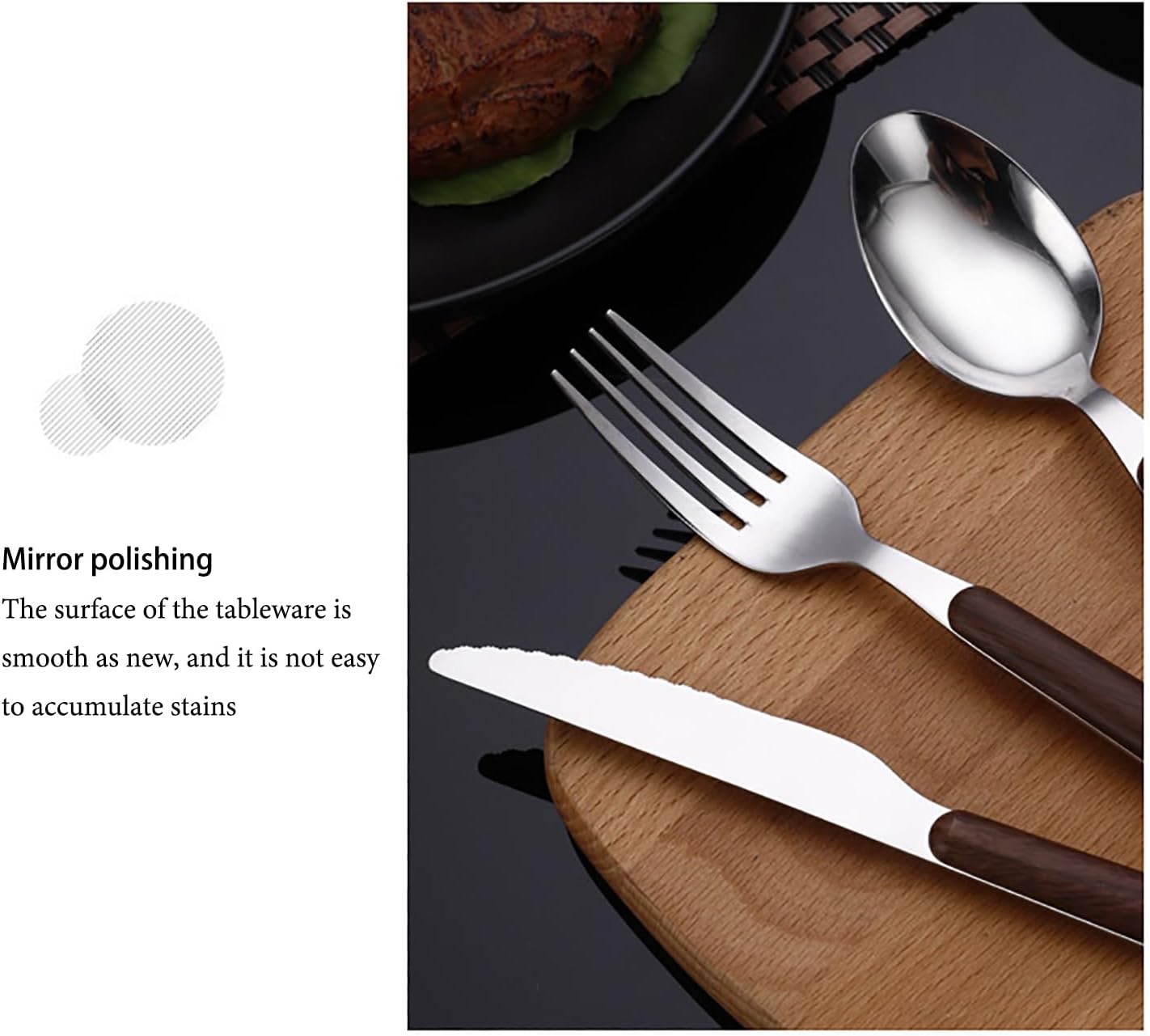 Norvo | Stål Flatware Set med Trehåndtak