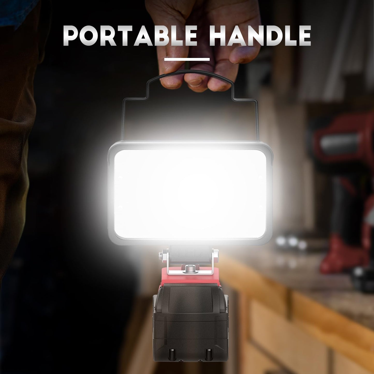 Norvo | Ecarke 60W Bærbar Led Arbeidslys For Milwaukee M18, 6800 Lumens, Usb & Type C Lading