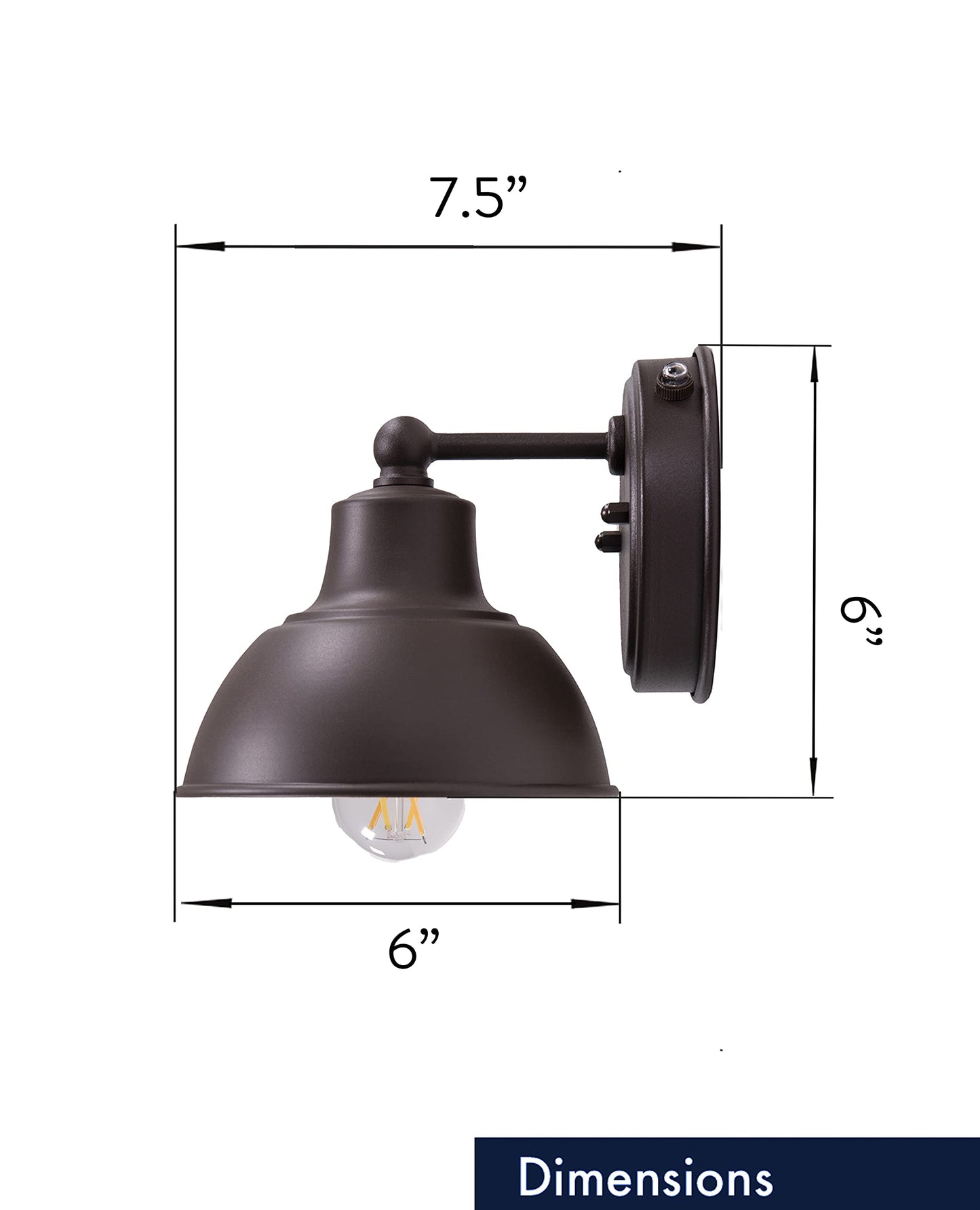 Norvo | Coramdeo 6" Barn Light, Ute vegglampe i rustikk bronse med fotocellsensor, fuktig beliggenhet