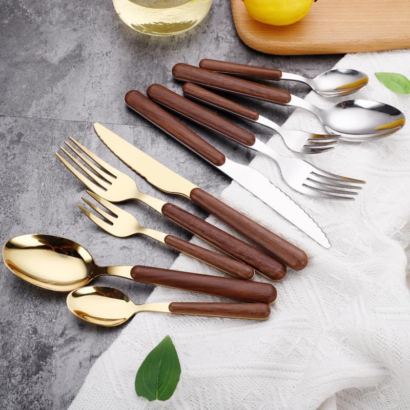 Norvo | Stål Flatware Set med Trehåndtak