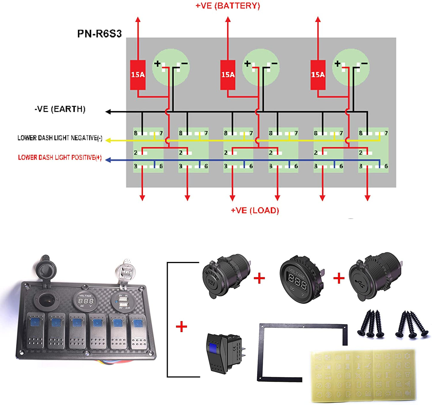 Norvo | Rocker Switch Panel 6 Vei