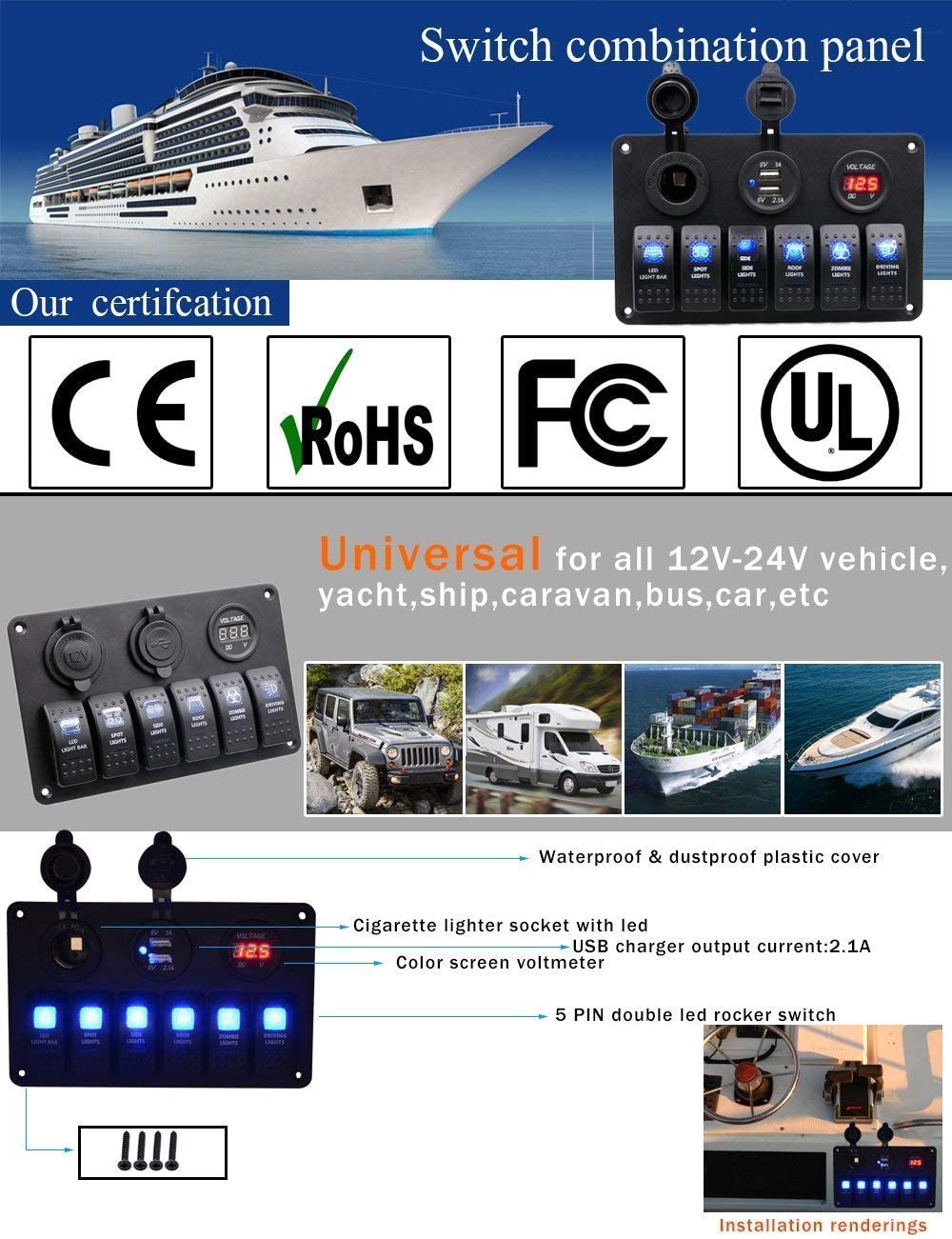 Norvo | Rocker Switch Panel 6 Vei