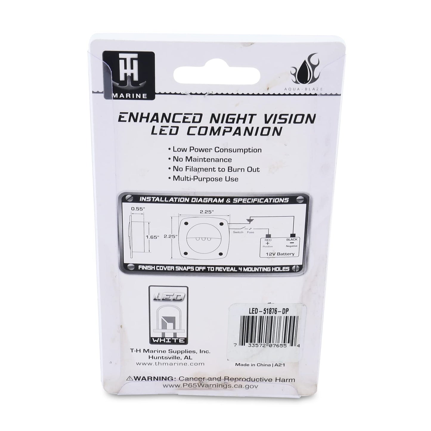 Norvo | T-H Marine Led Courtesy Light - Hvit Kvadratisk Lys For Båtinnvendig, Dekk, Eller Cockpit