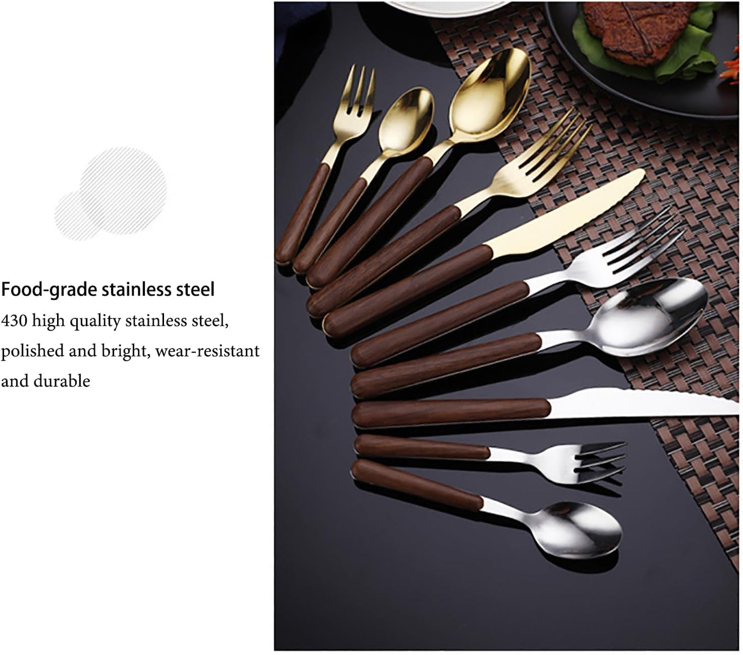 Norvo | Stål Flatware Set med Trehåndtak
