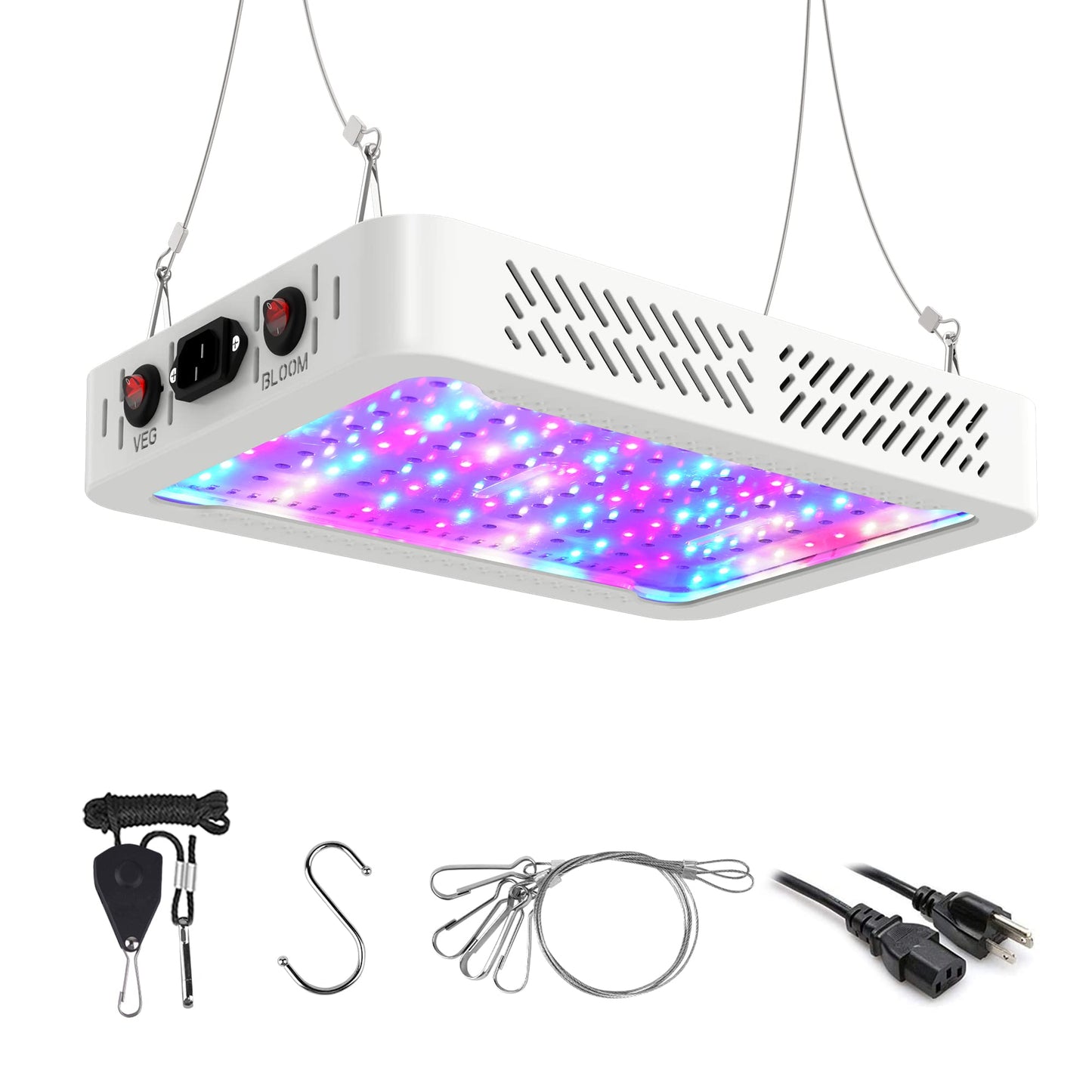 Norvo | Beelux 1000W Led Vekstlys For Innendørs Planter Full Spektrum Oppgradering Dobbelbryter & Dobbeltbrikke Daisy Chain Plante Vekstlys For Frøstart Vekst Og Blomstring Drivhus (Faktisk Effekt 110W)