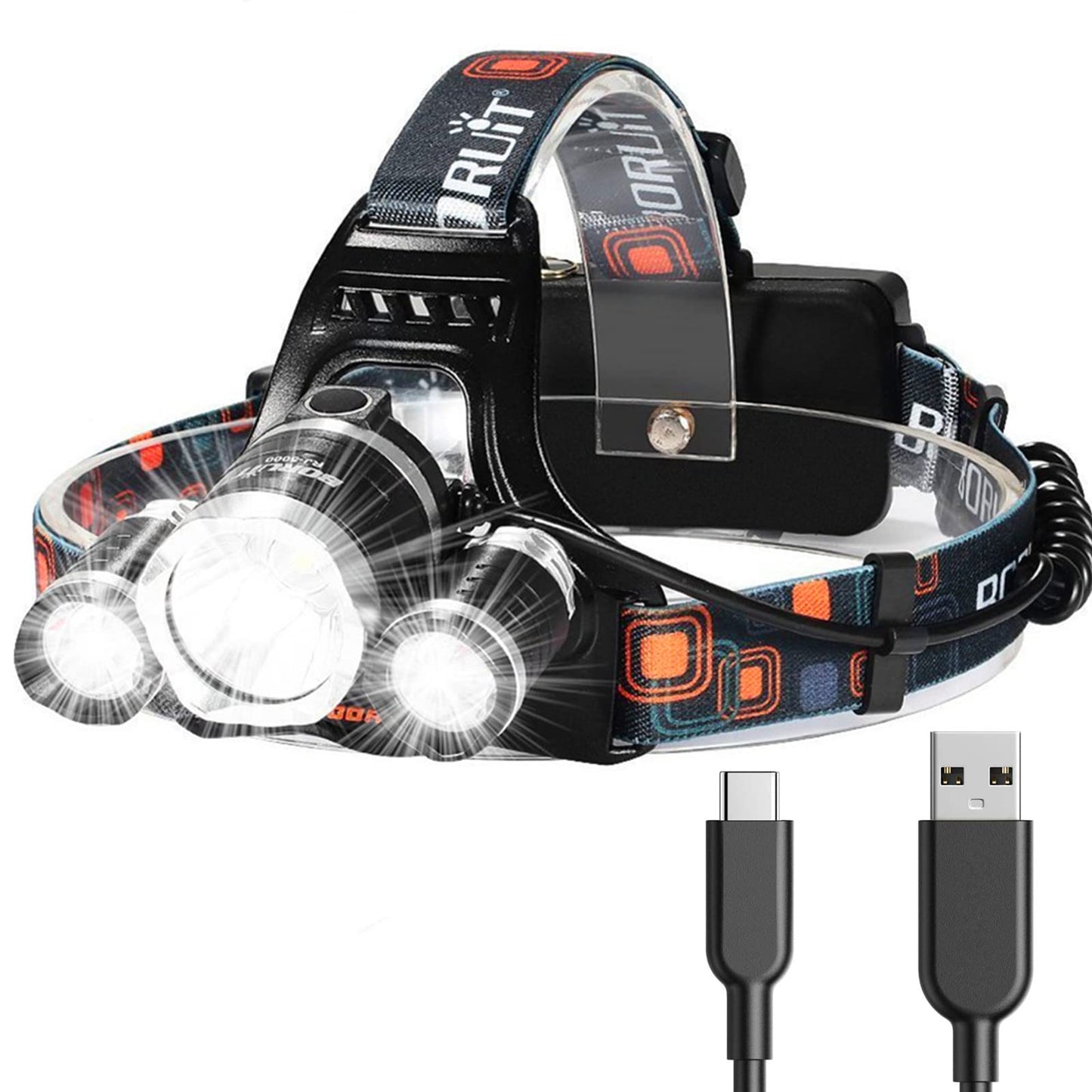 Norvo | Hqdz-Td 20000 Lumen Oppladbar Hodelykt - Vanntett, Justerbart Lys For Utendørs, Jakt, Camping