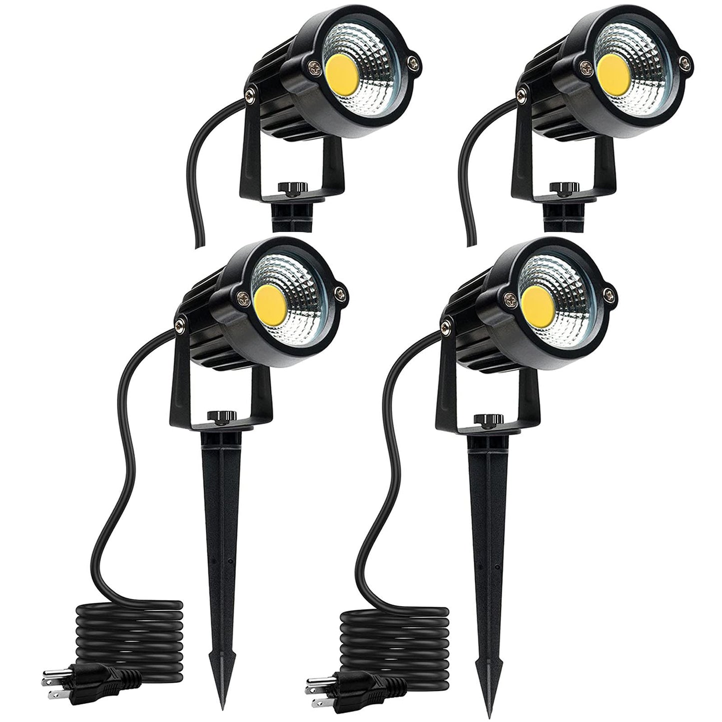 Norvo | Varm Hvit Spot Lys, Led Landskapsbelysning 5W 3000K Utendørs Spotlys Hage Spot Lys Med Spikerstativ Vanntett Spotlight For Hage Hjem Gressplen Dekorasjon Us 3-Stikk (4 Lys)