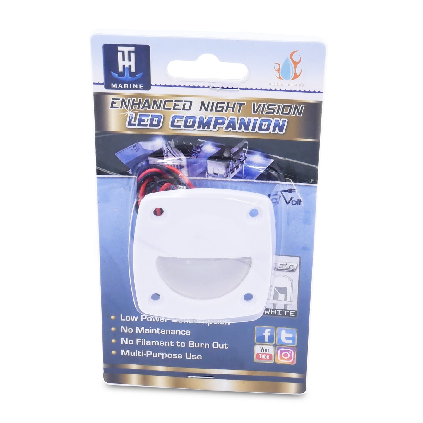 Norvo | T-H Marine Led Courtesy Light - Hvit Kvadratisk Lys For Båtinnvendig, Dekk, Eller Cockpit