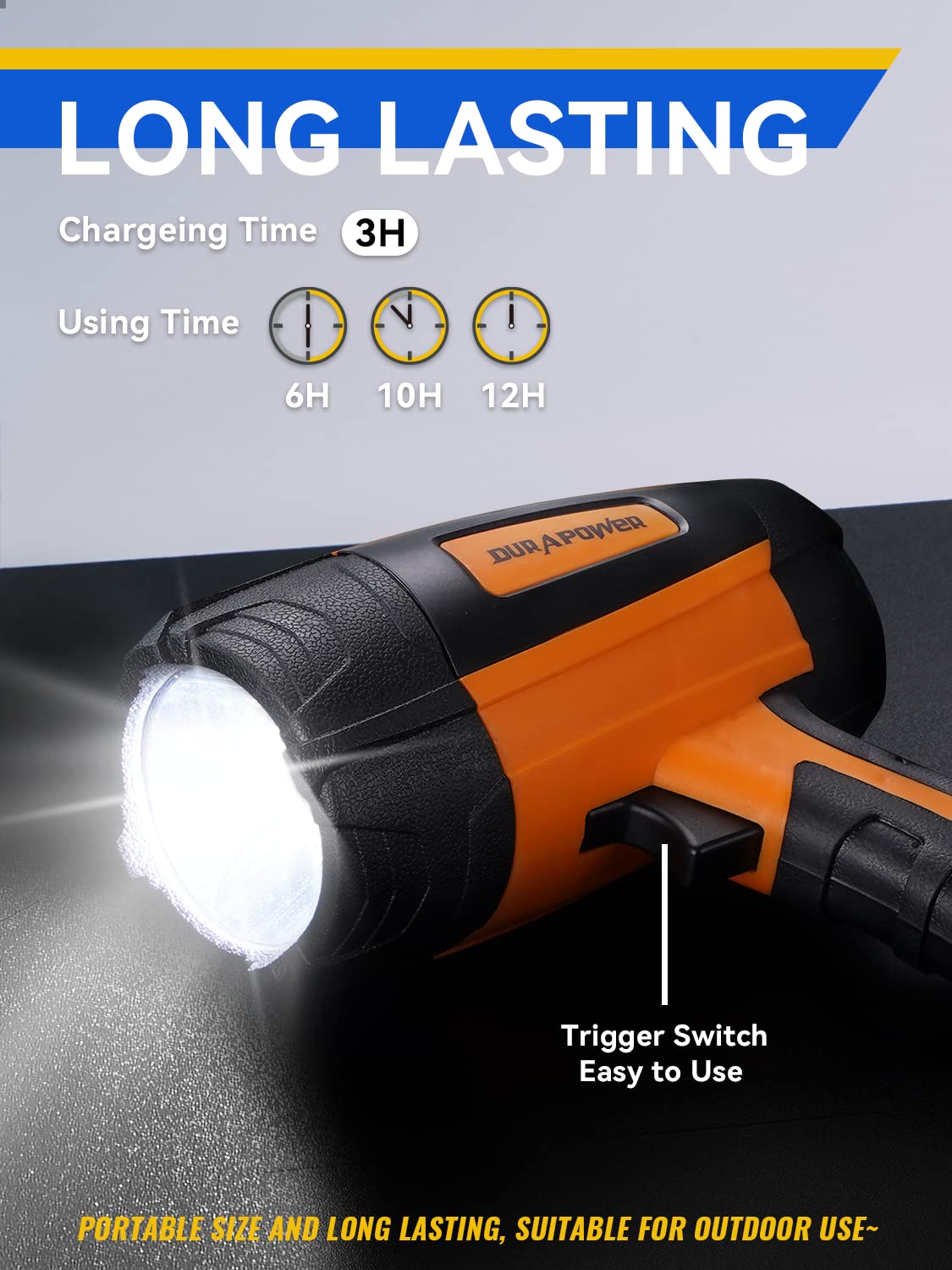 Norvo | Durapower 60000 Lumen Oppladbar Led Flomlys, Ip44 Vanntett, Utendørs/Innendørs Bruk