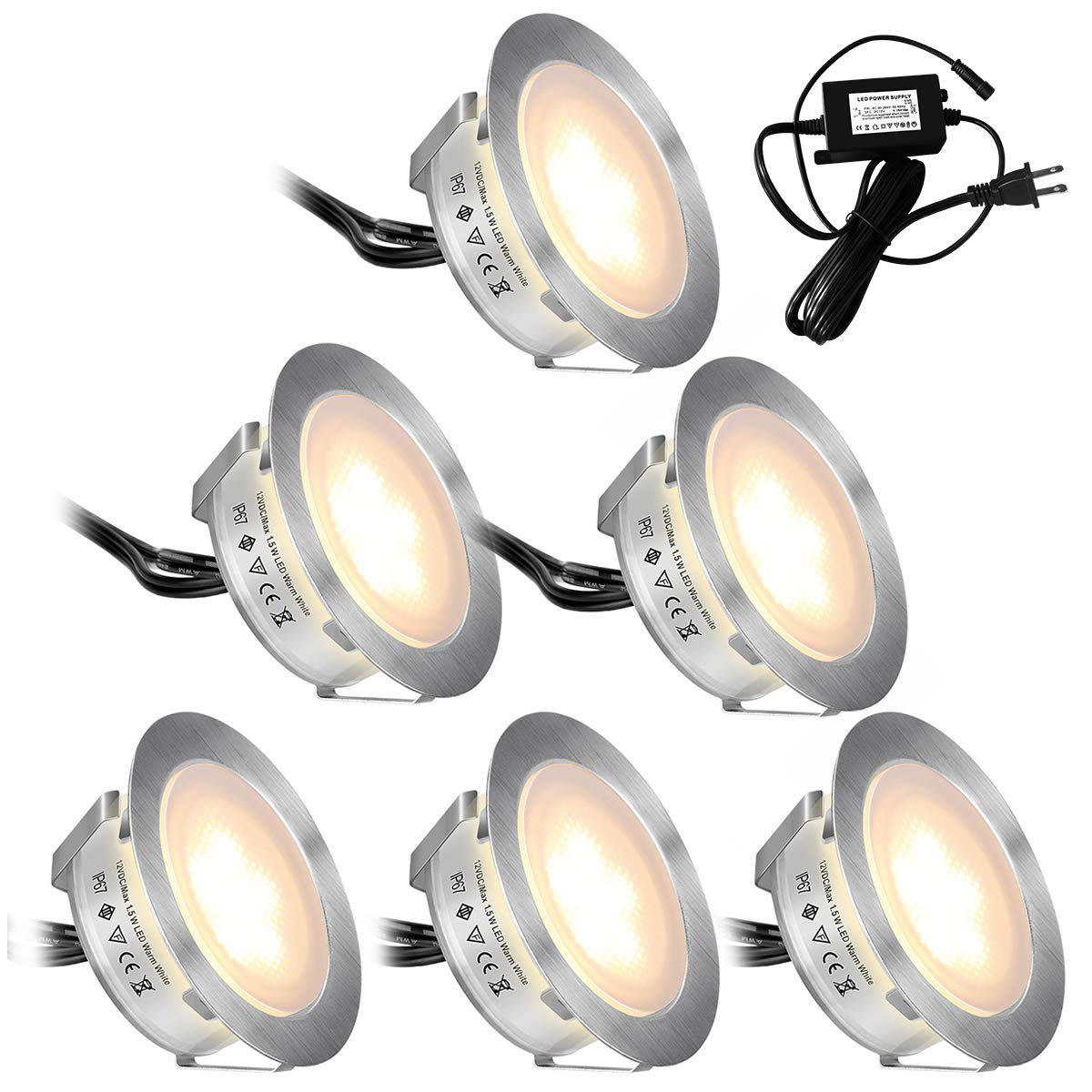 Norvo | Smy Lighting 6-Pack Led Deck Lights, Vanntett Ip67, Varm Hvit, Rustfritt Stål, Lav Spenning