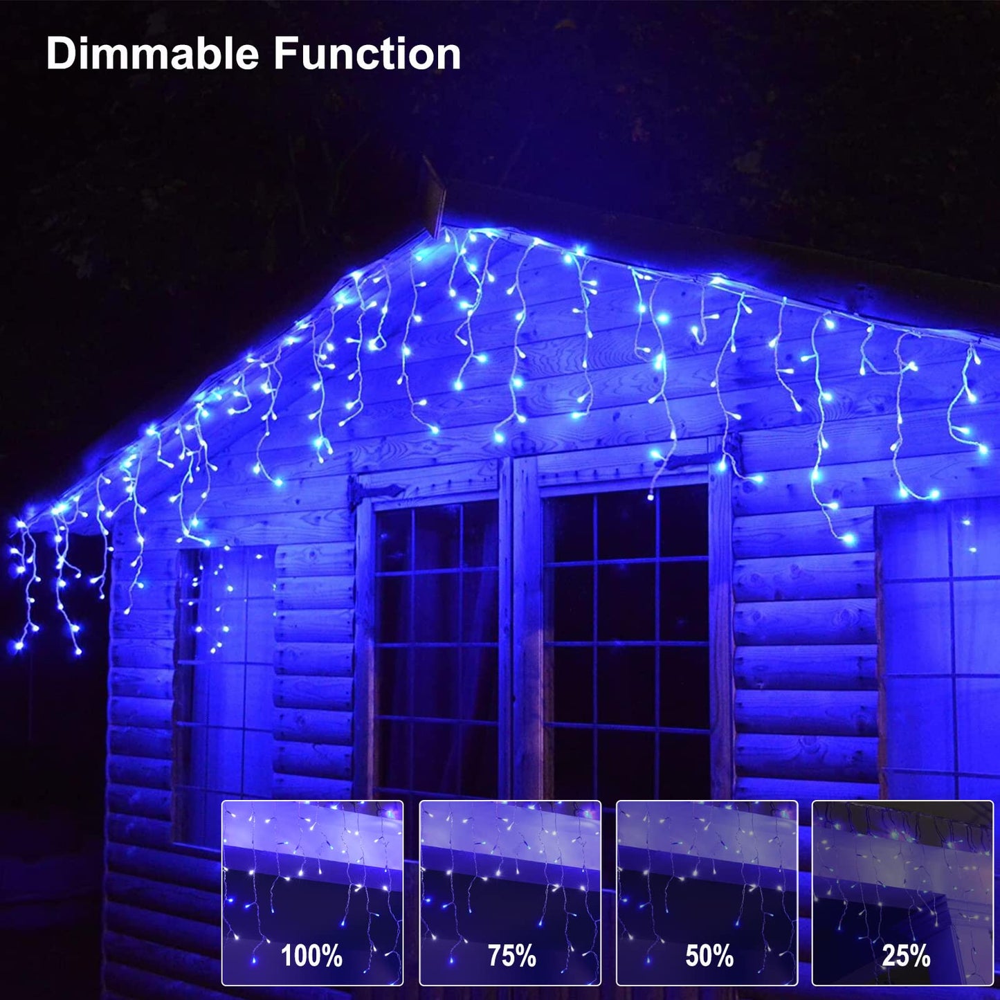 Norvo | Brightown 40 Ft Istapper Lys - 432 Led Blå & Hvit Julelys Med Fjernkontroll & Timer