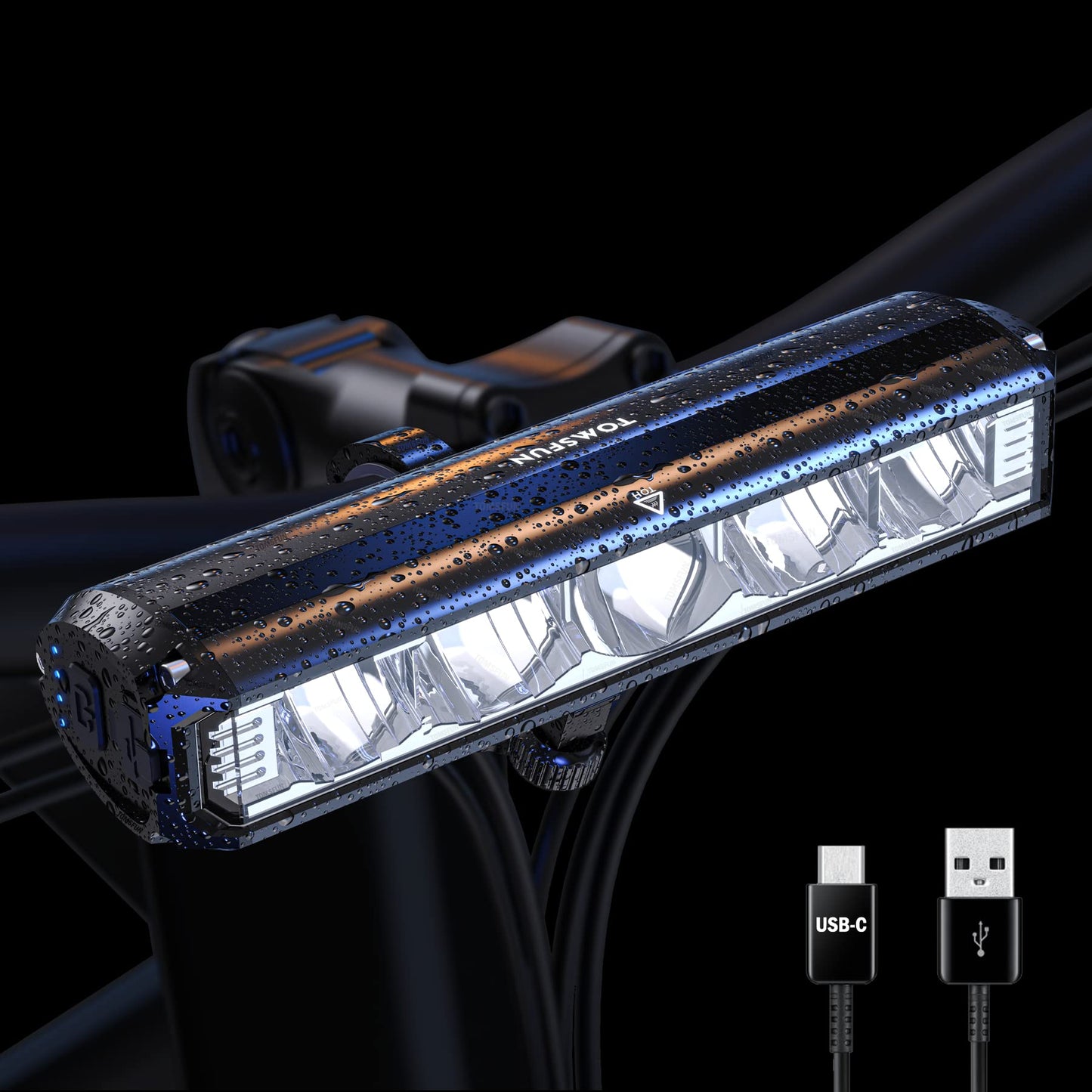 Norvo | Beste Sykkellykter 2600 Lumen, 5 Led Sykkellykt Med Høylys Lavlys, Beste Sykkellykter For Nattriding, Usb-C Oppladbar Sykkelhodelykt, Vanntette Sykkellykter, Power Bank Funksjon